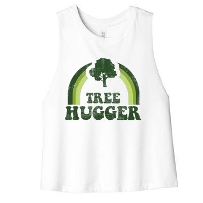 Tree Hugger Vintage Retro Nature Environmental Earth Day Women's Racerback Cropped Tank