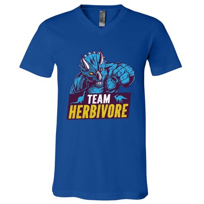 Team Herbivore Vegan Dinosaur Vegetarians And Vegans Gift V-Neck T-Shirt