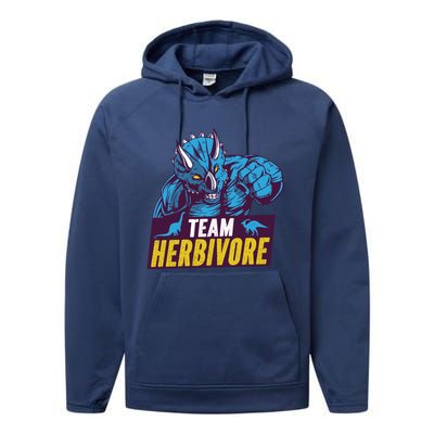 Team Herbivore Vegan Dinosaur Vegetarians And Vegans Gift Performance Fleece Hoodie