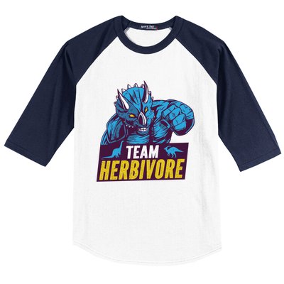 Team Herbivore Vegan Dinosaur Vegetarians And Vegans Gift Baseball Sleeve Shirt