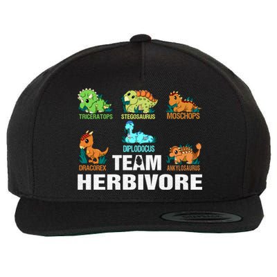 Team Herbivores Veganism Herbivore Dinosaur Gift Wool Snapback Cap