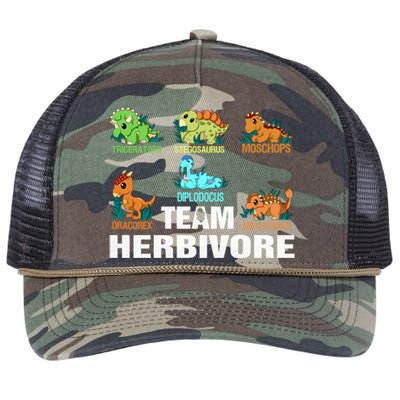 Team Herbivores Veganism Herbivore Dinosaur Gift Retro Rope Trucker Hat Cap