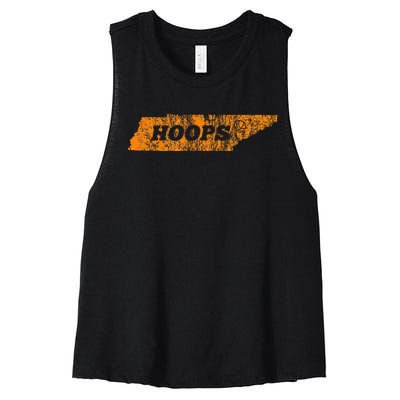 Tennessee Hoops Vintage Sports Fan Basketball In Knoxville Women's Racerback Cropped Tank