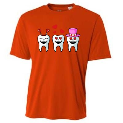 Tooth Hearts Valentines Day Cute Dentist Dental Hygienist Funny Gift Cooling Performance Crew T-Shirt