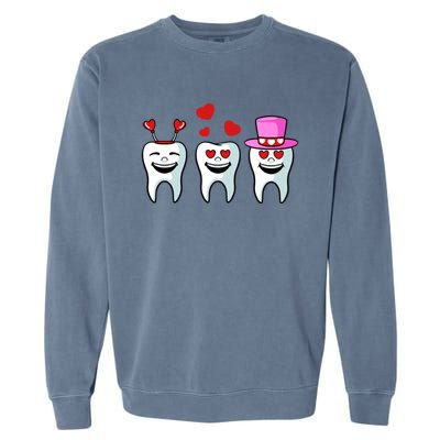 Tooth Hearts Valentines Day Cute Dentist Dental Hygienist Funny Gift Garment-Dyed Sweatshirt