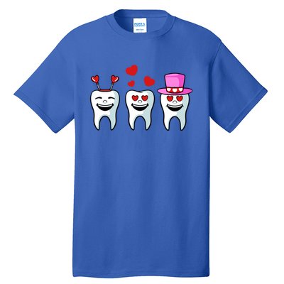 Tooth Hearts Valentines Day Cute Dentist Dental Hygienist Funny Gift Tall T-Shirt