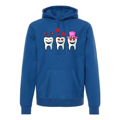 Tooth Hearts Valentines Day Cute Dentist Dental Hygienist Funny Gift Premium Hoodie