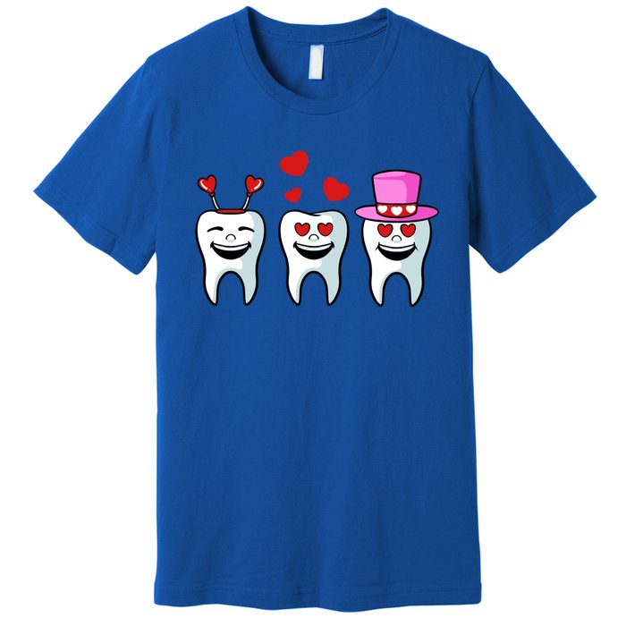 Tooth Hearts Valentines Day Cute Dentist Dental Hygienist Funny Gift Premium T-Shirt