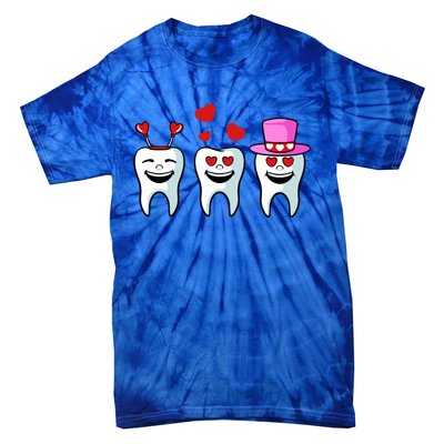 Tooth Hearts Valentines Day Cute Dentist Dental Hygienist Funny Gift Tie-Dye T-Shirt