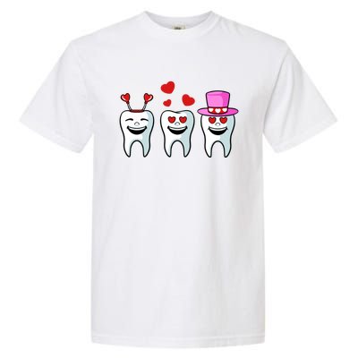 Tooth Hearts Valentines Day Cute Dentist Dental Hygienist Funny Gift Garment-Dyed Heavyweight T-Shirt