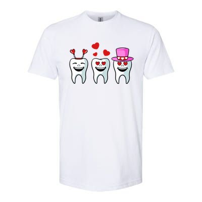 Tooth Hearts Valentines Day Cute Dentist Dental Hygienist Funny Gift Softstyle CVC T-Shirt