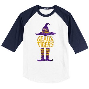 Tigers Halloween Witch Baseball Sleeve Shirt