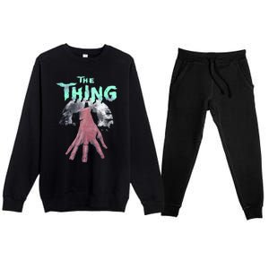 Thing Hand Wednesday Lover Trending Gift Idea Premium Crewneck Sweatsuit Set