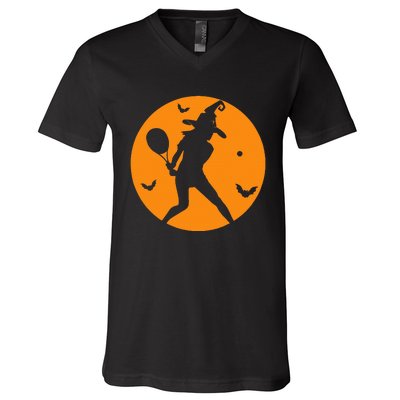 Tennis Halloween Witch Costume For Tennis Players Coaches V-Neck T-Shirt