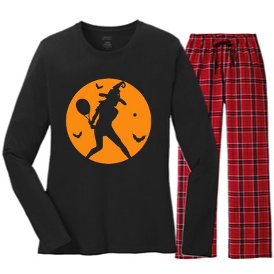 Tennis Halloween Witch Costume For Tennis Players Coaches Women's Long Sleeve Flannel Pajama Set 