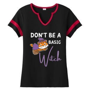 Tiger Halloween Witch Witches Dont Be A Basic Witch Gift Ladies Halftime Notch Neck Tee