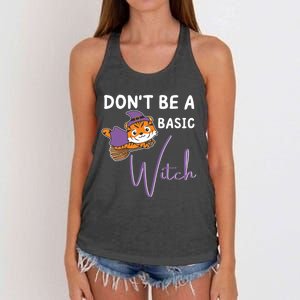 Tiger Halloween Witch Witches Dont Be A Basic Witch Gift Women's Knotted Racerback Tank