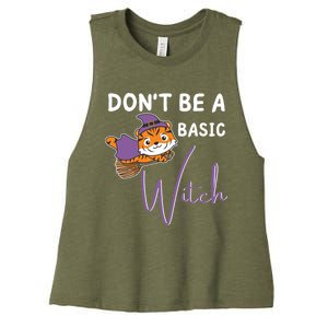 Tiger Halloween Witch Witches Dont Be A Basic Witch Gift Women's Racerback Cropped Tank