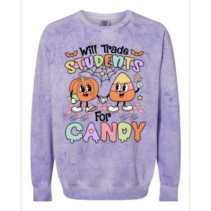 Teacher Halloween Will Trade Students For Candy Retro Colorblast Crewneck Sweatshirt