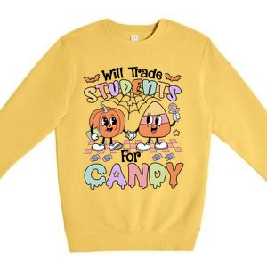 Teacher Halloween Will Trade Students For Candy Retro Premium Crewneck Sweatshirt