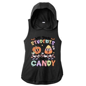 Teacher Halloween Will Trade Students For Candy Retro Ladies PosiCharge Tri-Blend Wicking Draft Hoodie Tank