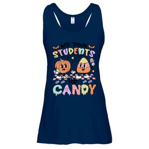 Teacher Halloween Will Trade Students For Candy Retro Ladies Essential Flowy Tank