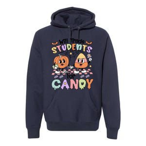 Teacher Halloween Will Trade Students For Candy Retro Premium Hoodie