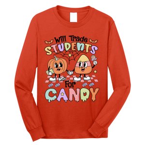 Teacher Halloween Will Trade Students For Candy Retro Long Sleeve Shirt