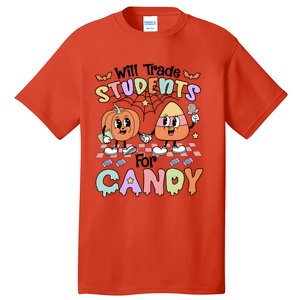 Teacher Halloween Will Trade Students For Candy Retro Tall T-Shirt