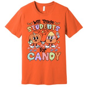 Teacher Halloween Will Trade Students For Candy Retro Premium T-Shirt