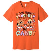 Teacher Halloween Will Trade Students For Candy Retro Premium T-Shirt