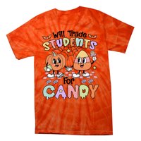 Teacher Halloween Will Trade Students For Candy Retro Tie-Dye T-Shirt