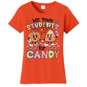 Teacher Halloween Will Trade Students For Candy Retro Women's T-Shirt