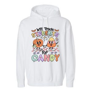 Teacher Halloween Will Trade Students For Candy Retro Garment-Dyed Fleece Hoodie