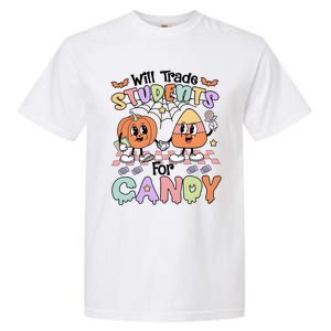 Teacher Halloween Will Trade Students For Candy Retro Garment-Dyed Heavyweight T-Shirt