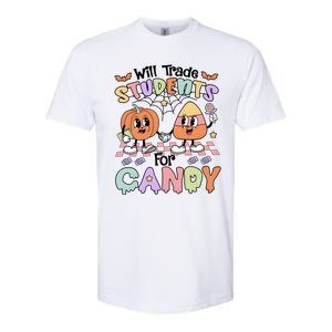 Teacher Halloween Will Trade Students For Candy Retro Softstyle CVC T-Shirt