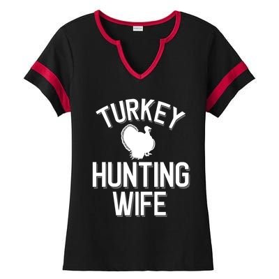 Turkey Hunting Wife Cool Turkey Hunting Family Gift Ladies Halftime Notch Neck Tee