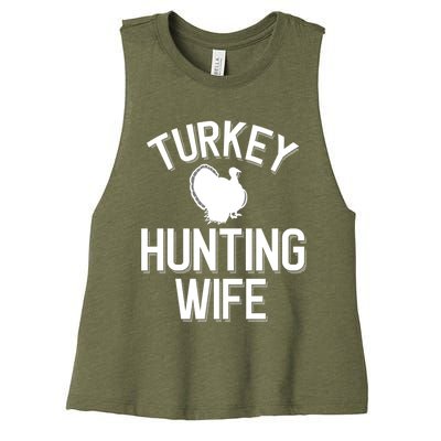 Turkey Hunting Wife Cool Turkey Hunting Family Gift Women's Racerback Cropped Tank