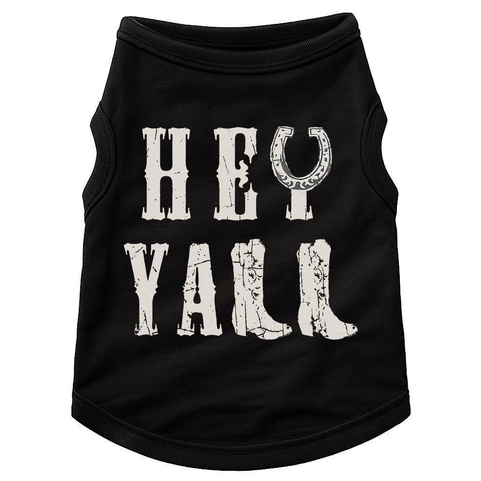 Trendy Hey Y'all Horseshoe And Boots Quote Doggie Tank