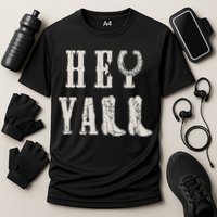 Trendy Hey Y'all Horseshoe And Boots Quote Cooling Performance Crew T-Shirt