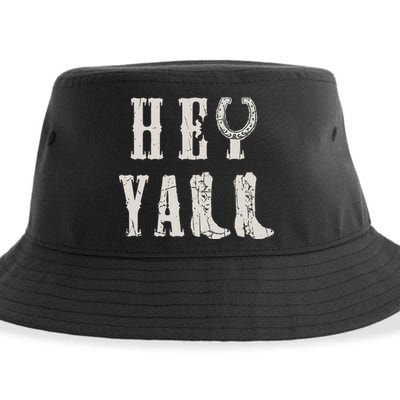 Trendy Hey Y'all Horseshoe And Boots Quote Sustainable Bucket Hat
