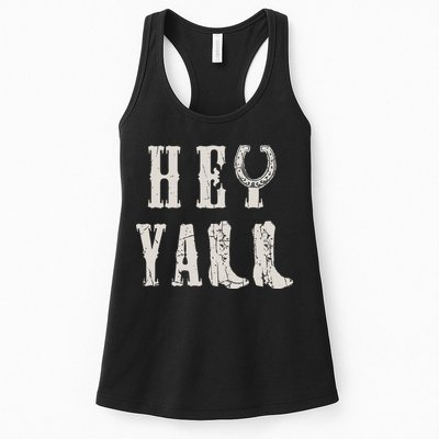 Trendy Hey Y'all Horseshoe And Boots Quote Womens Tank Top