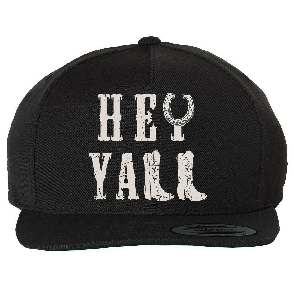 Trendy Hey Y'all Horseshoe And Boots Quote Wool Snapback Cap