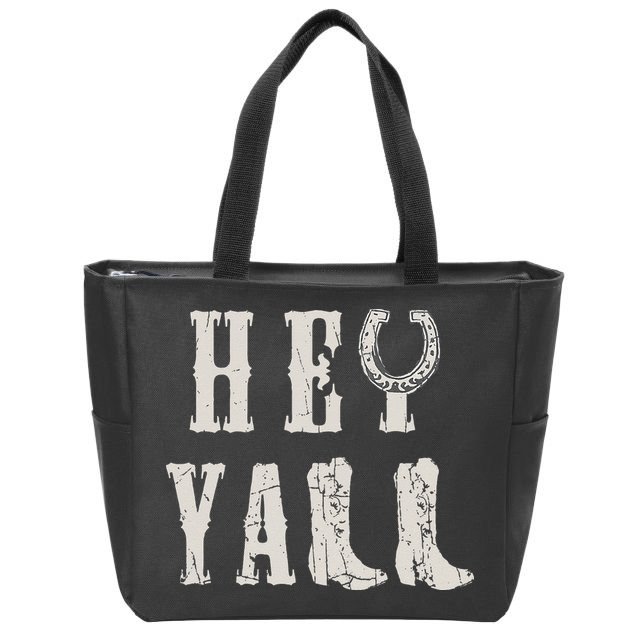 Trendy Hey Y'all Horseshoe And Boots Quote Zip Tote Bag