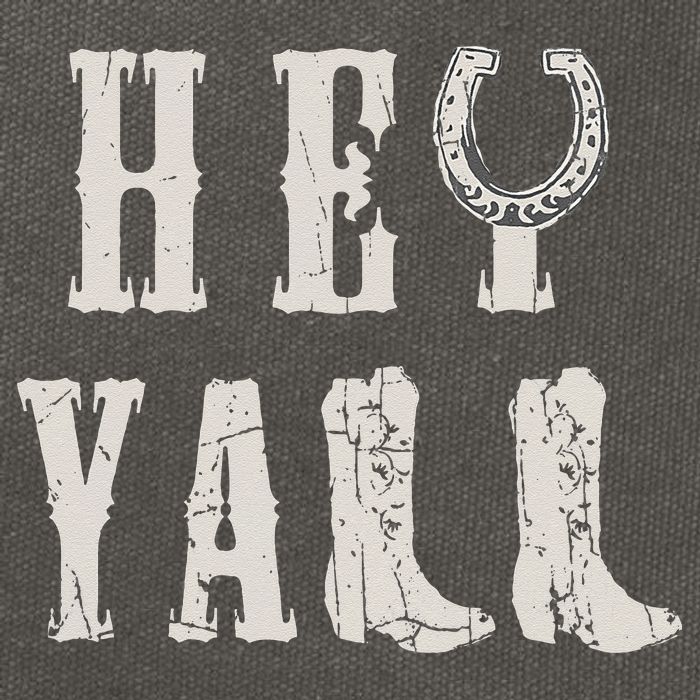 Trendy Hey Y'all Horseshoe And Boots Quote Cotton Canvas Backpack