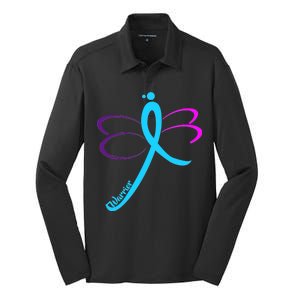 Thyroid Cancer Awareness Silk Touch Performance Long Sleeve Polo