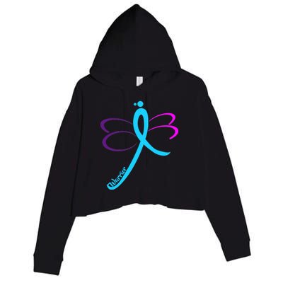 Thyroid Cancer Awareness Crop Fleece Hoodie