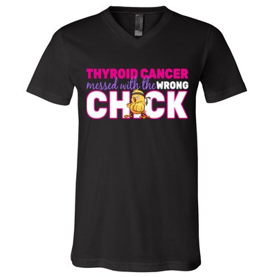 Thyroid Cancer Mess With The Wrong Chick V-Neck T-Shirt