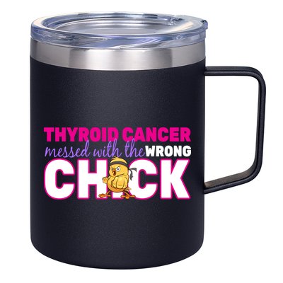 Thyroid Cancer Mess With The Wrong Chick 12oz Stainless Steel Coffee Mug