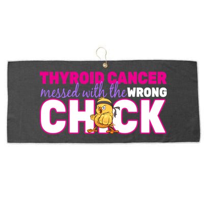 Thyroid Cancer Mess With The Wrong Chick Large Microfiber Waffle Golf Towel